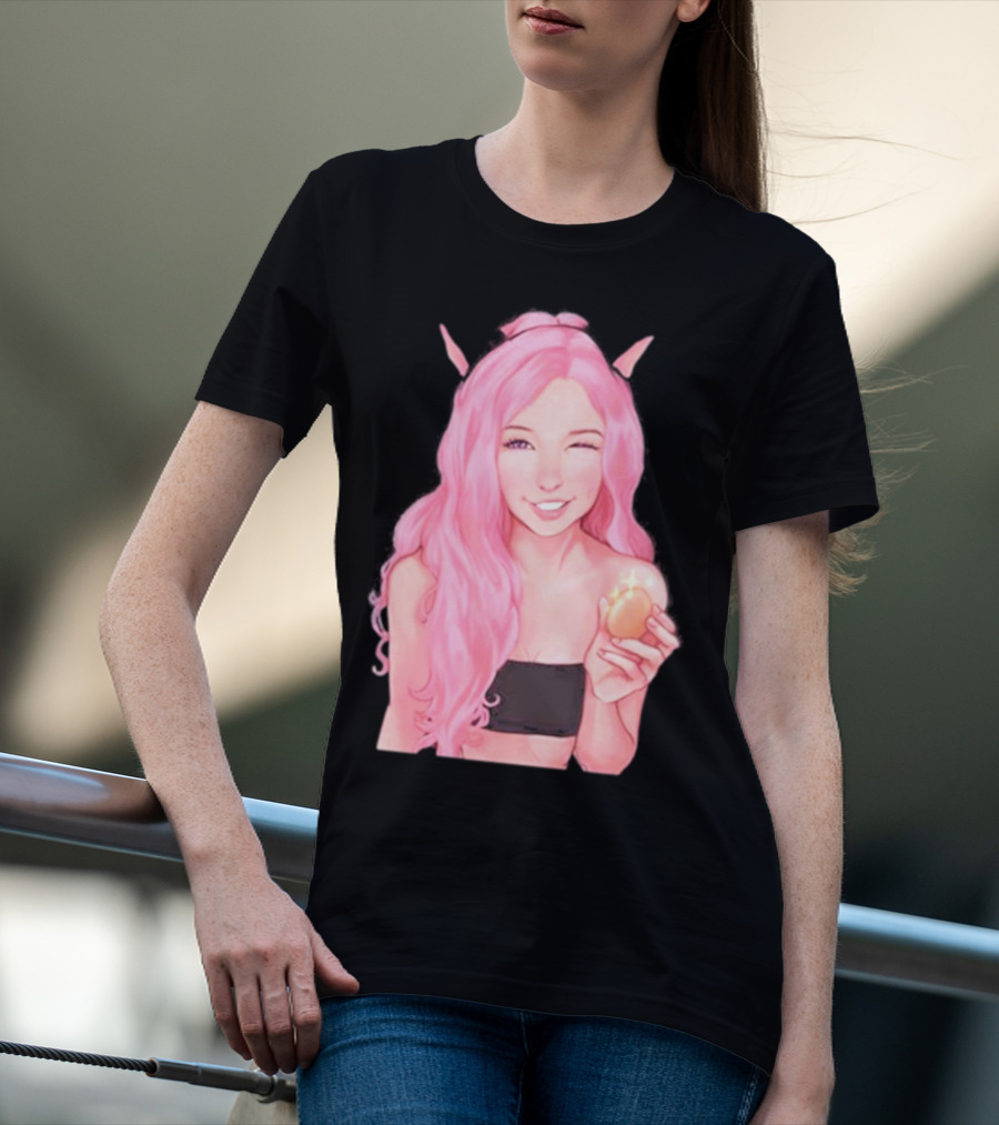 Belle Delphine Pink Hair Winking Holding Golden Egg Fantasy T-Shirt