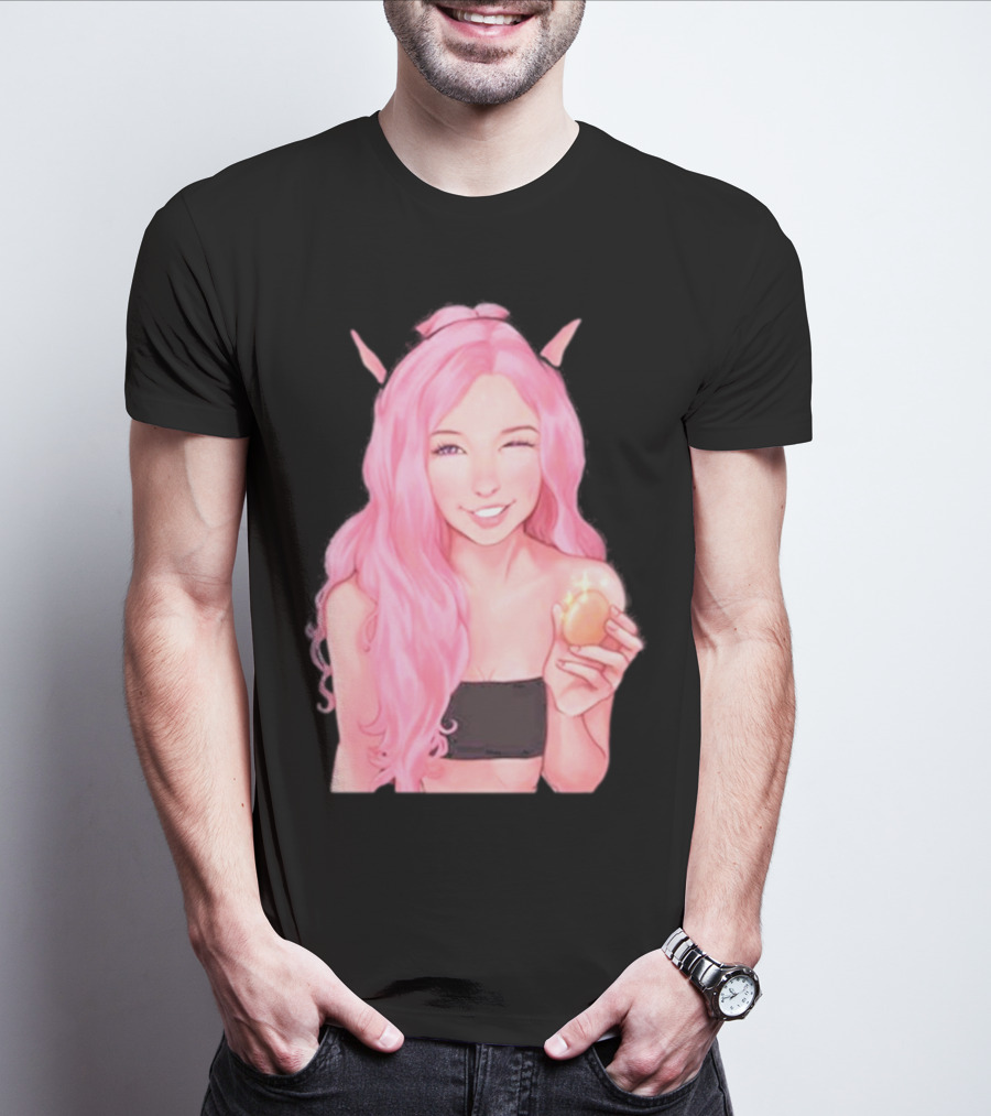 Belle Delphine Pink Hair Winking Holding Golden Egg Fantasy T-Shirt