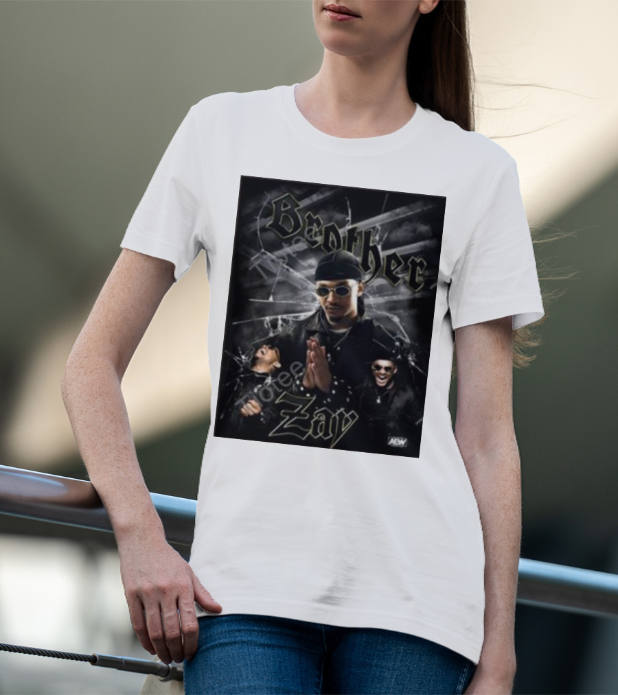 Brother Zay AEW Theme With Three Images And Dramatic Shattered Glass Background T-Shirt