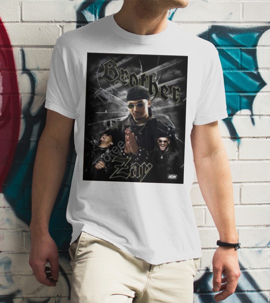 Brother Zay AEW Theme With Three Images And Dramatic Shattered Glass Background T-Shirt