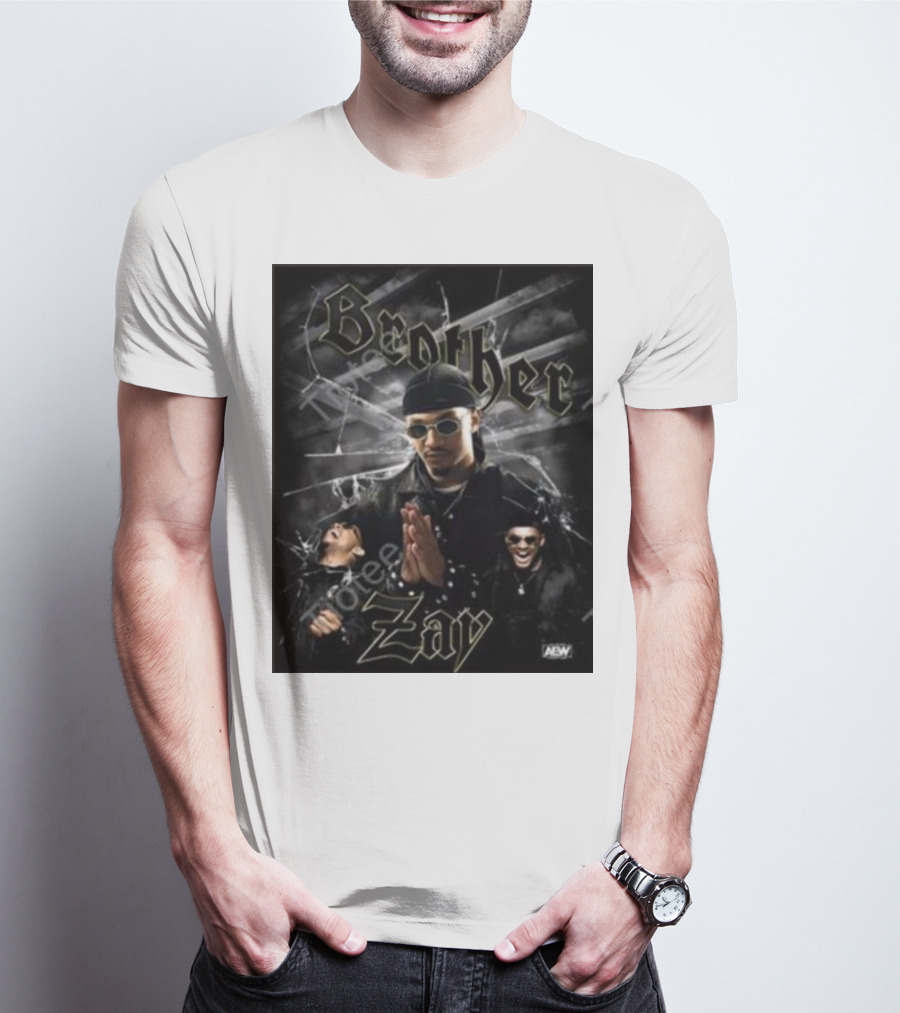 Brother Zay AEW Theme With Three Images And Dramatic Shattered Glass Background T-Shirt