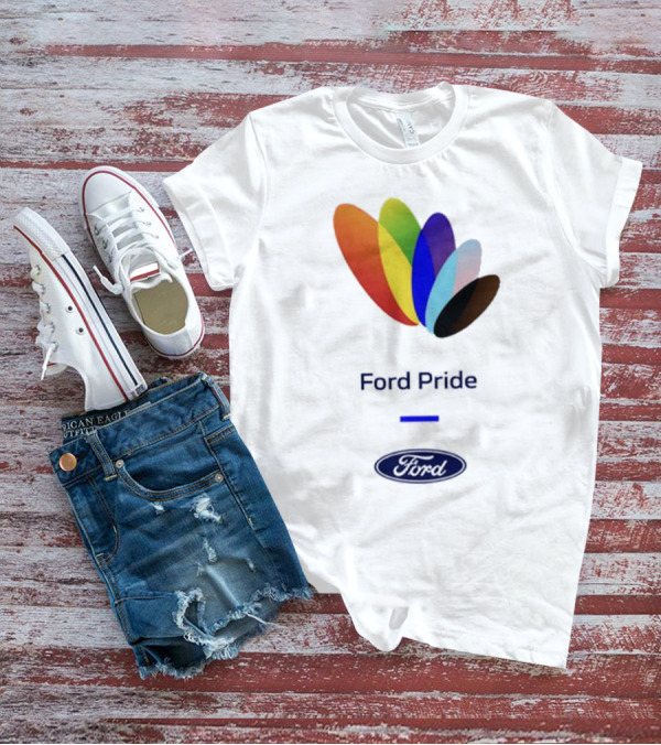 Ford Pride Typography Over Rainbow Petals T-Shirt