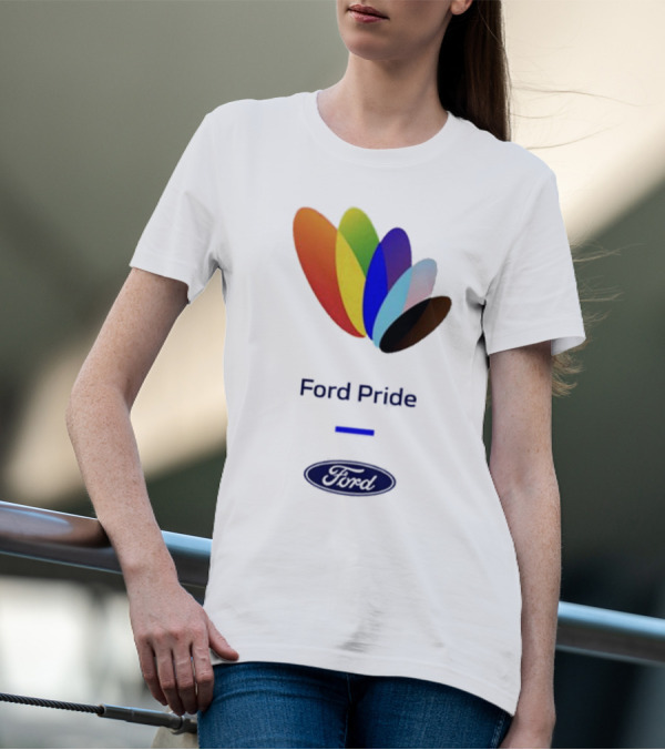 Ford Pride Typography Over Rainbow Petals T-Shirt