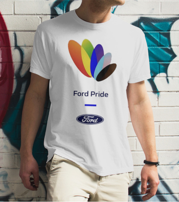 Ford Pride Typography Over Rainbow Petals T-Shirt