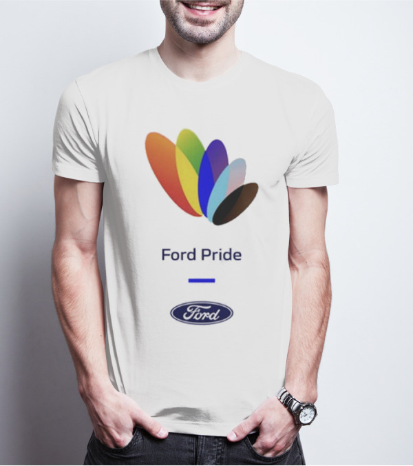 Ford Pride Typography Over Rainbow Petals T-Shirt