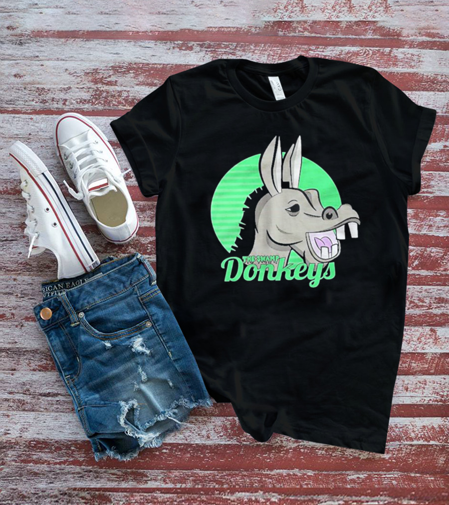 The Swamp Donkeys Green Logo Icon With Donkey Face T-Shirt