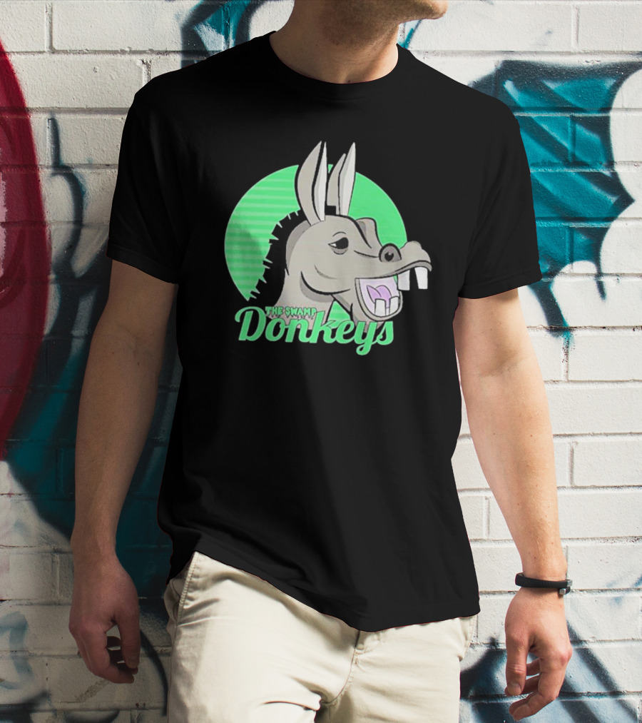 The Swamp Donkeys Green Logo Icon With Donkey Face T-Shirt