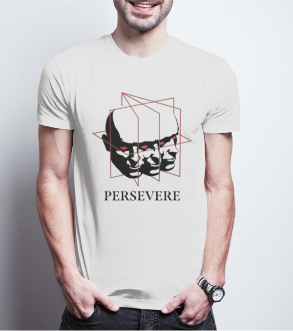 Persevere Triple Head Red Eyes Geometric Box T-Shirt