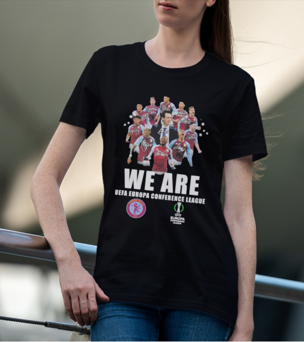 Aston Villa We Are UEFA Europa Conference League With Player Signatures T-Shirt