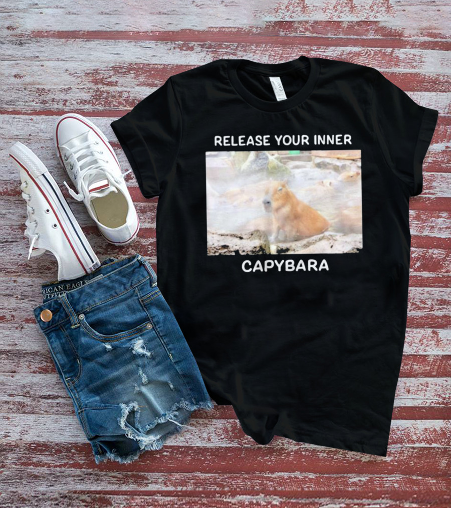 Gaijin Mommy Relaxation Vibes Release Your Inner Capybara Hot Springs T-Shirt