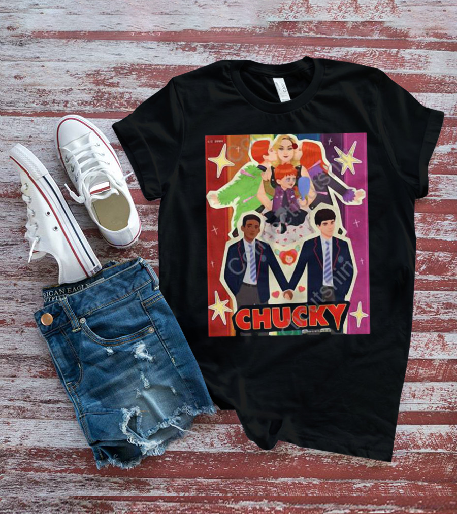 Chucky Pride Rainbow Characters Holding Hands Nbcu T-Shirt