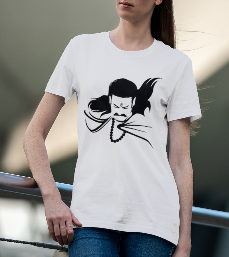 Prabhas The Lone Prince Adipurush Minimalist Silhouette With Red Tilak T-Shirt