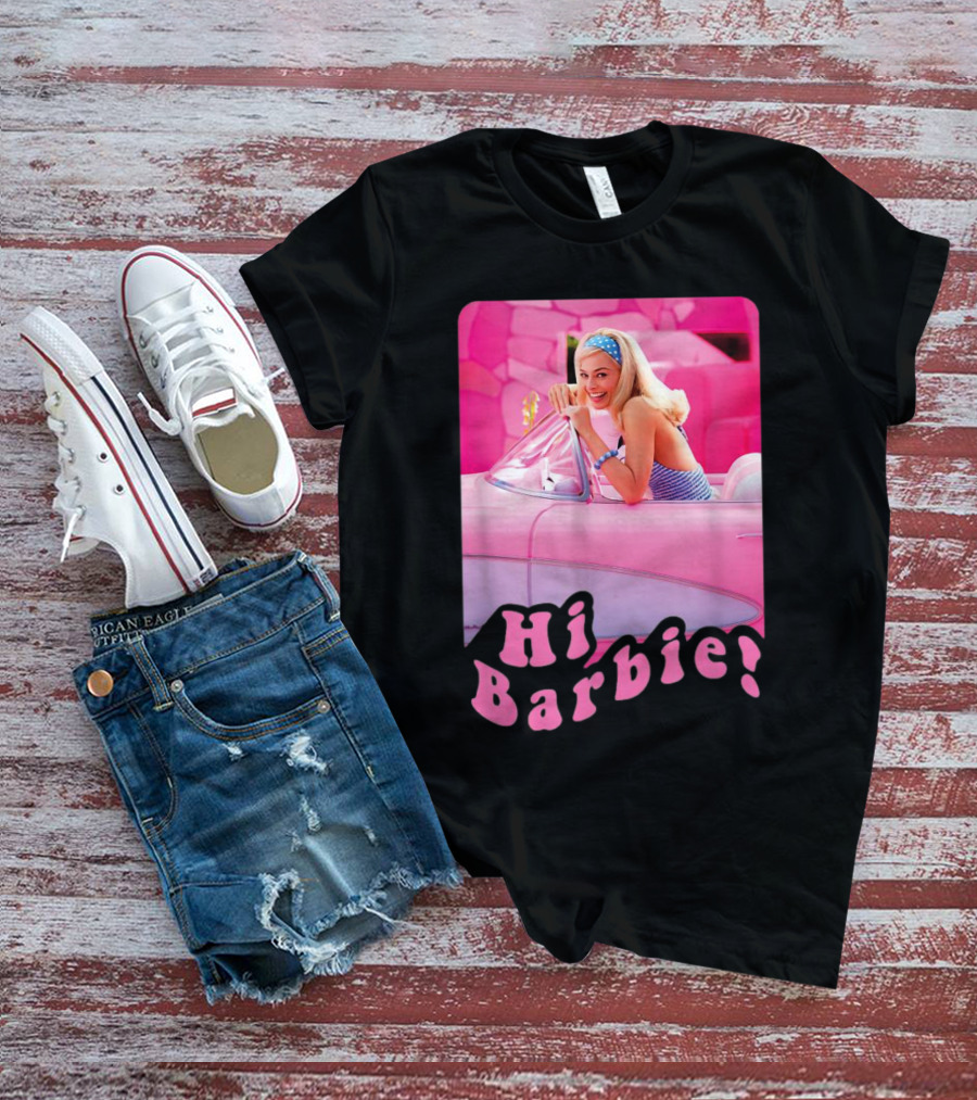 Barbie The Movie Hi Barbie Pink Car Scene T-Shirt