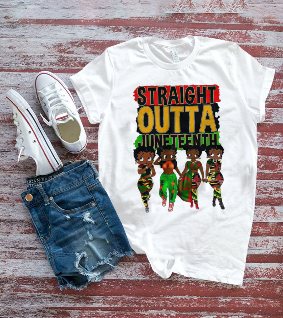 Straight Outta Juneteenth Black Women Celebration Fashion T-Shirt