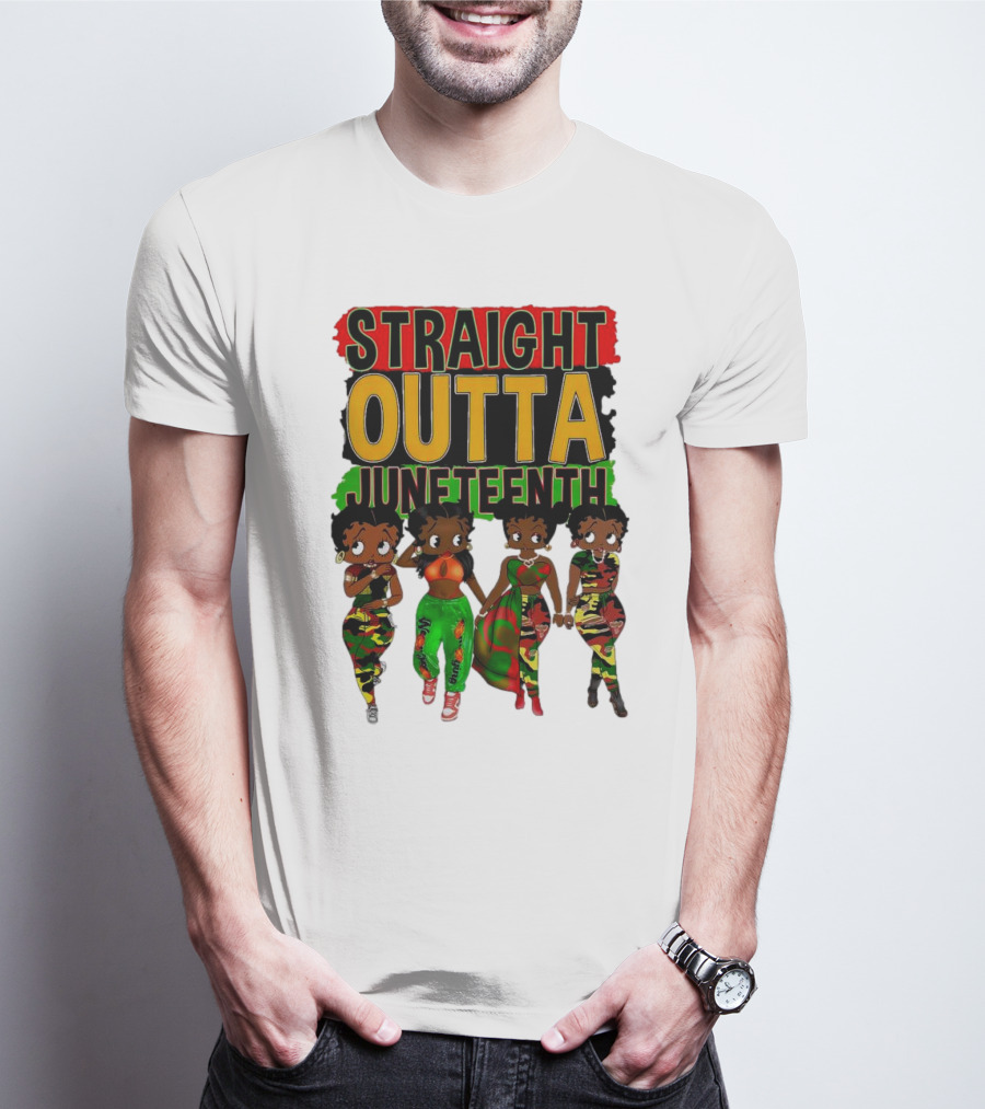 Straight Outta Juneteenth Black Women Celebration Fashion T-Shirt
