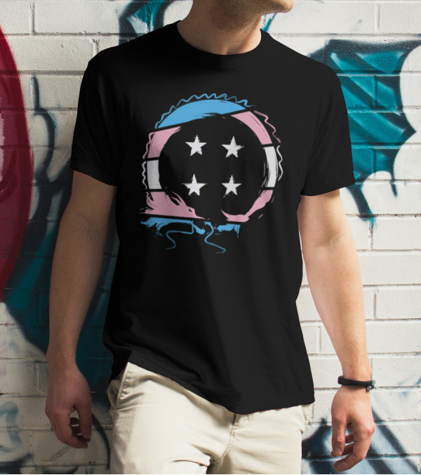 Sharkrobot Team Four Star Trans Pride Circle With Stars T-Shirt