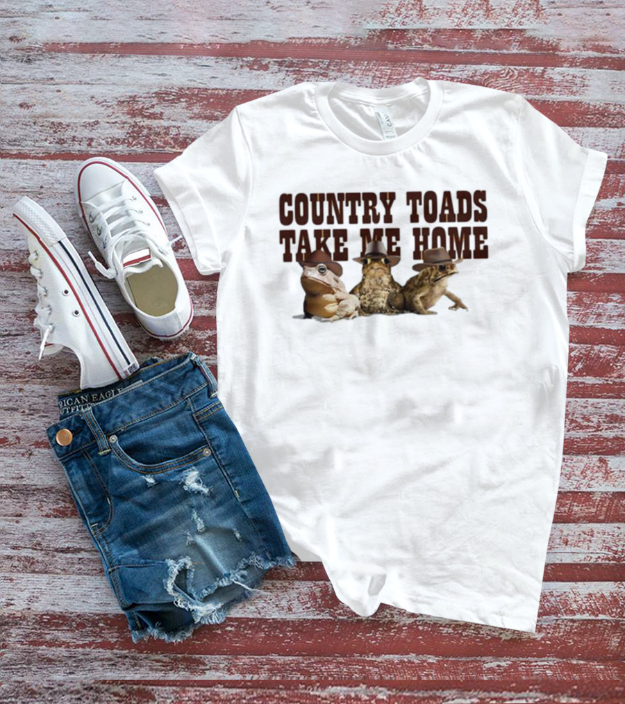 Country Toads Take Me Home Frogs Cowboy Hats T-Shirt