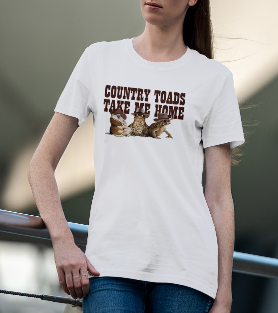Country Toads Take Me Home Frogs Cowboy Hats T-Shirt