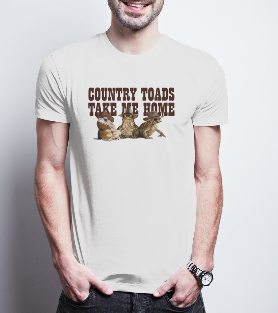 Country Toads Take Me Home Frogs Cowboy Hats T-Shirt