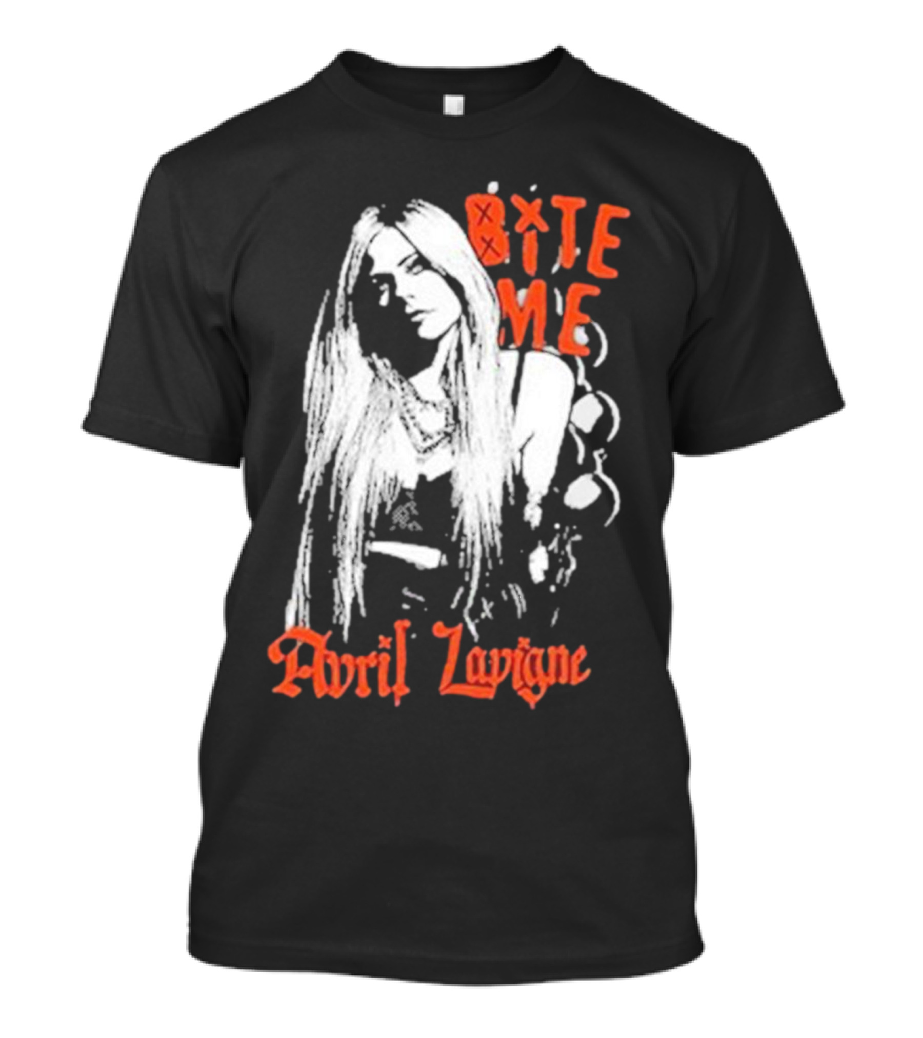 Avril Lavigne Bite Me Black And White Grunge T-Shirt