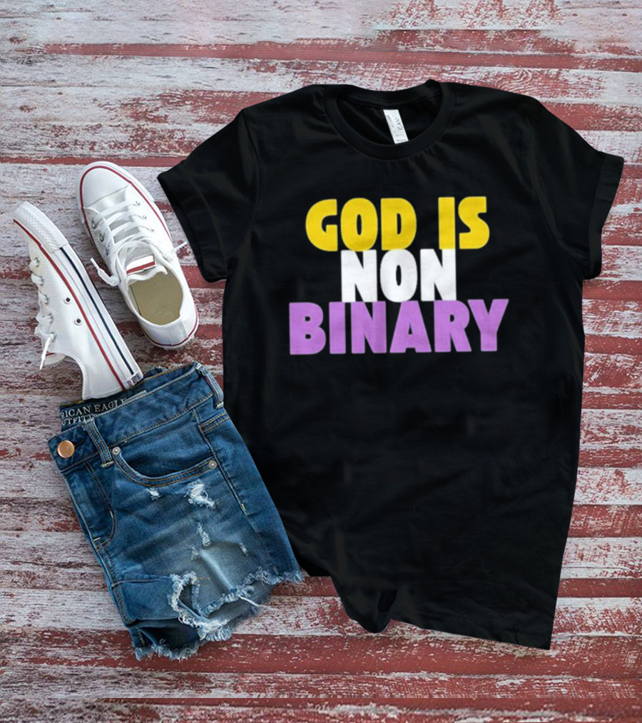 John Pavlovitz God Is Non-Binary Statement In Yellow, White, And Purple T-Shirt