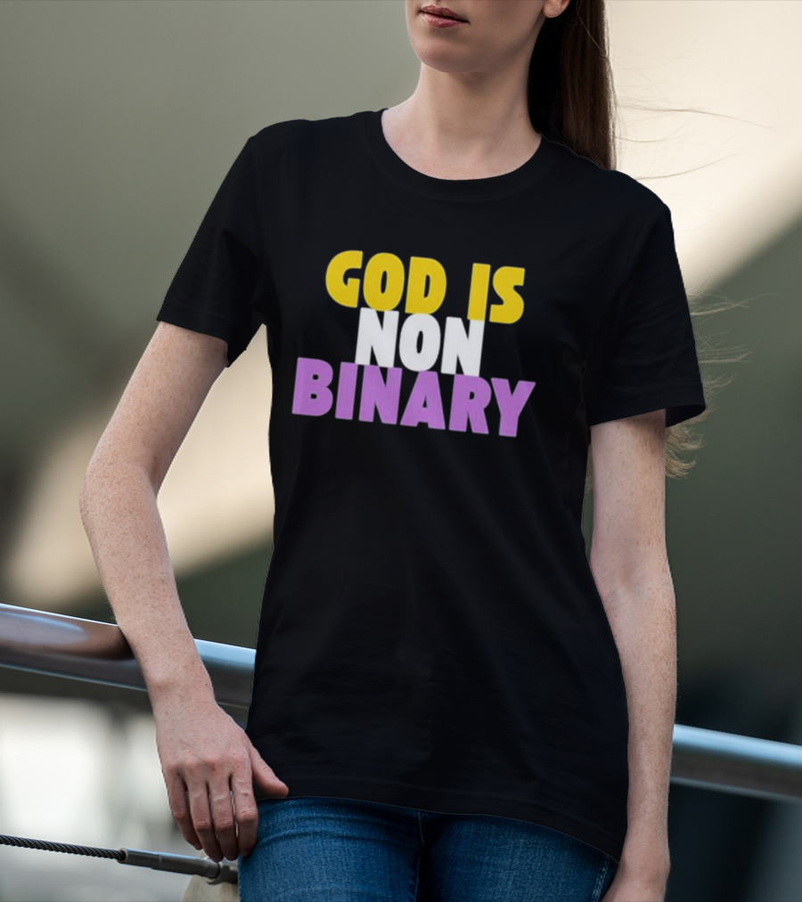 John Pavlovitz God Is Non-Binary Statement In Yellow, White, And Purple T-Shirt