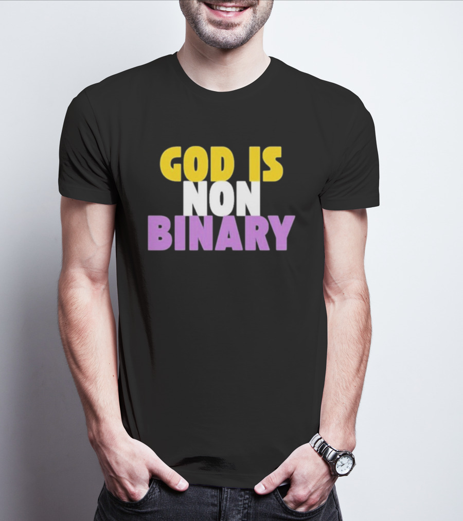 John Pavlovitz God Is Non-Binary Statement In Yellow, White, And Purple T-Shirt