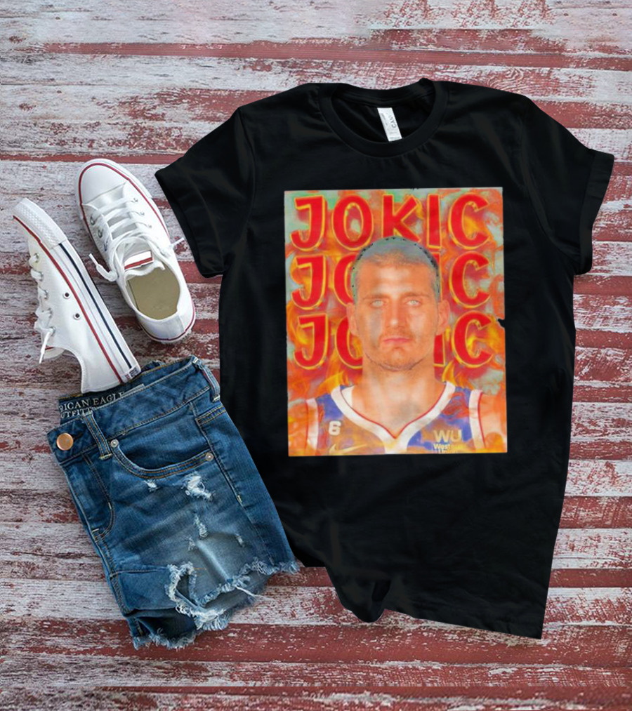 Jokic Fire Flames Photo Basketball T-Shirt