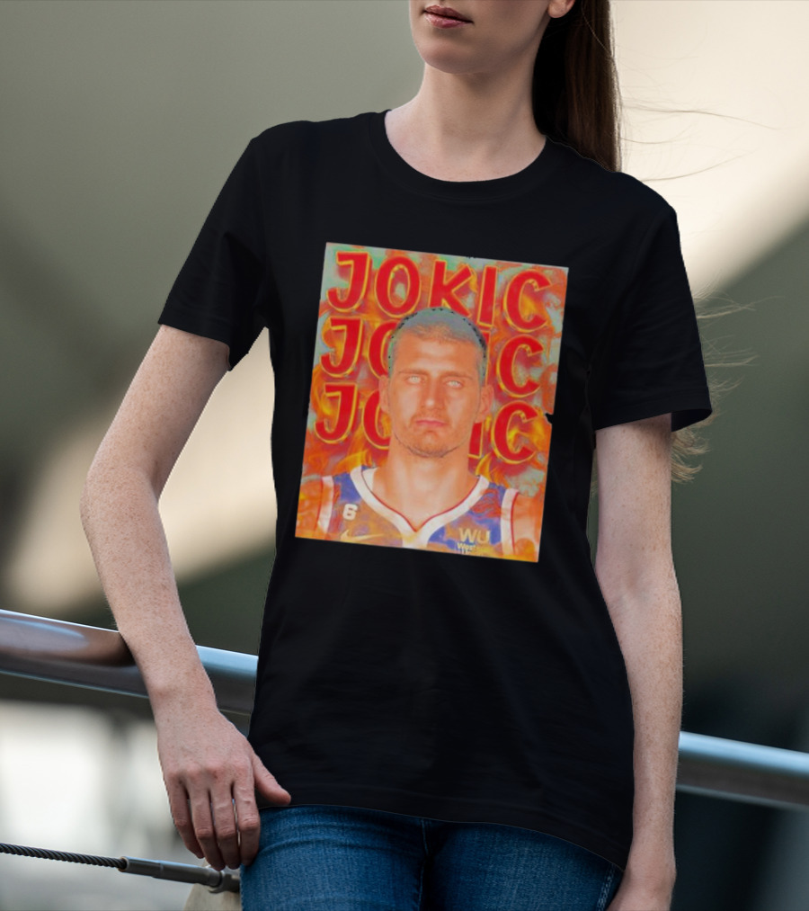 Jokic Fire Flames Photo Basketball T-Shirt