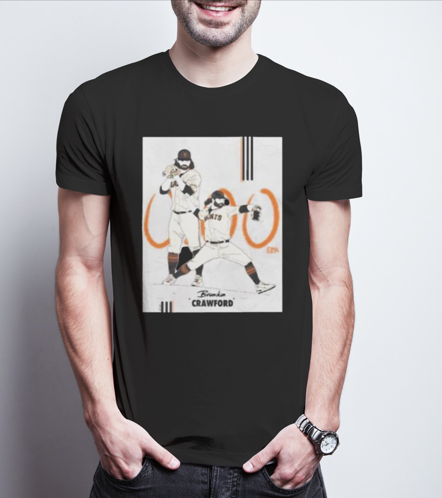 Brandon Crawford Giants Baseball Illustration With 1000 Celebratory T-Shirt