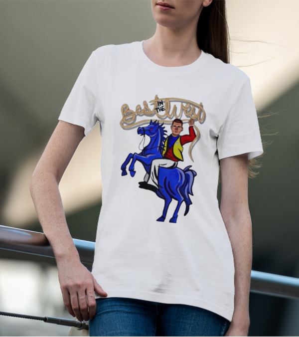 Denver Nikola Jokic Best In The West Riding Blue Horse T-Shirt