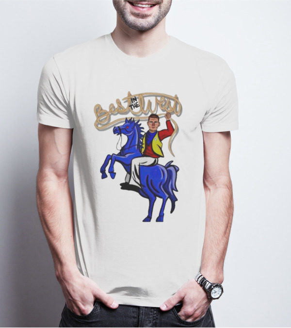 Denver Nikola Jokic Best In The West Riding Blue Horse T-Shirt