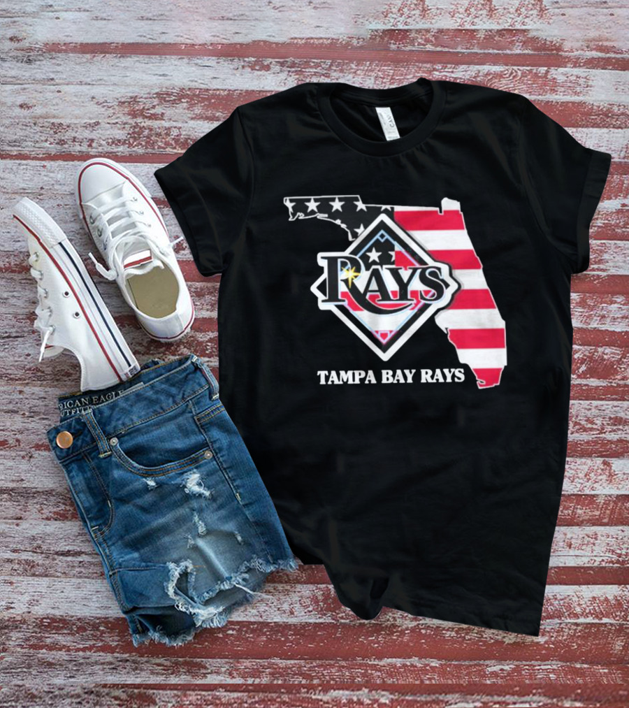Tampa Bay Rays Florida American Flag Map T-Shirt