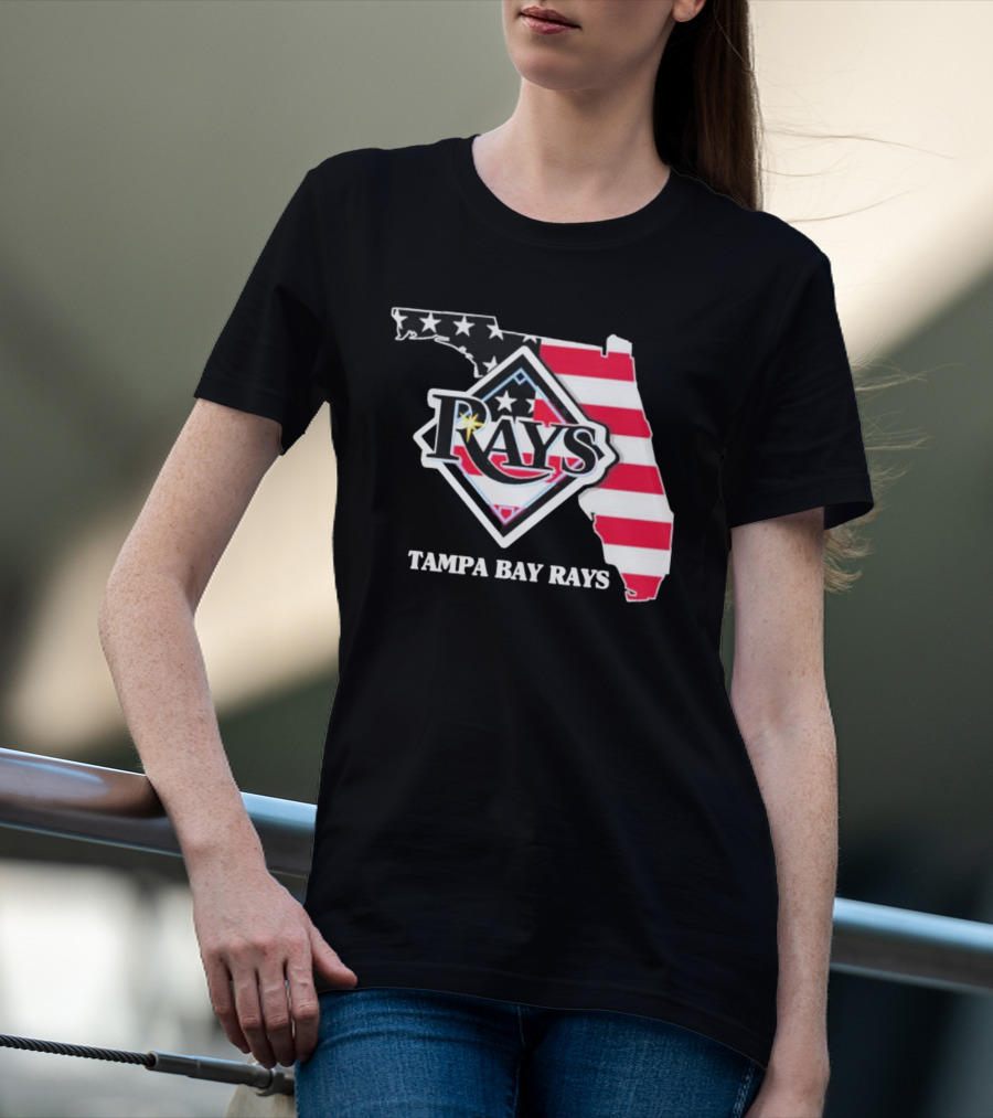 Tampa Bay Rays Florida American Flag Map T-Shirt