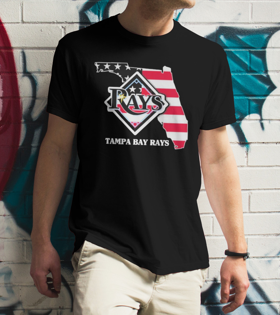 Tampa Bay Rays Florida American Flag Map T-Shirt