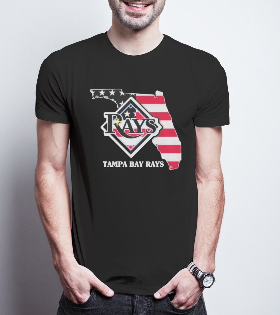 Tampa Bay Rays Florida American Flag Map T-Shirt