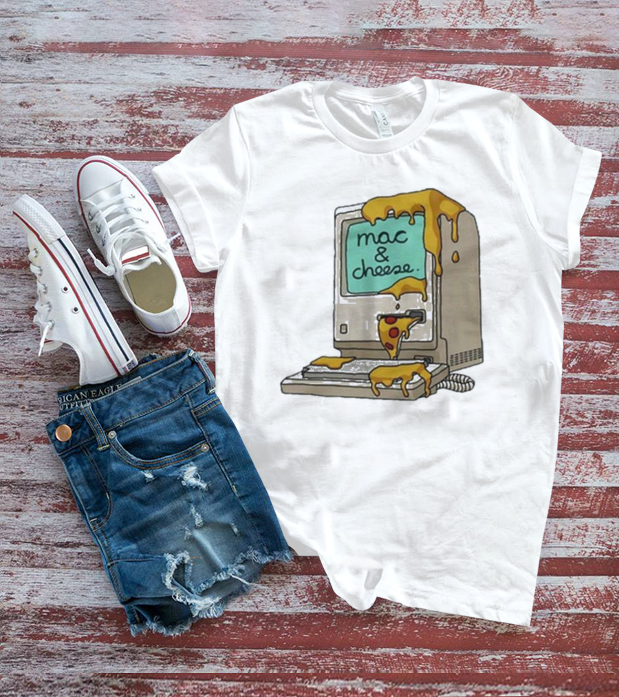 Mac And Cheese Melting Over Retro Computer T-Shirt