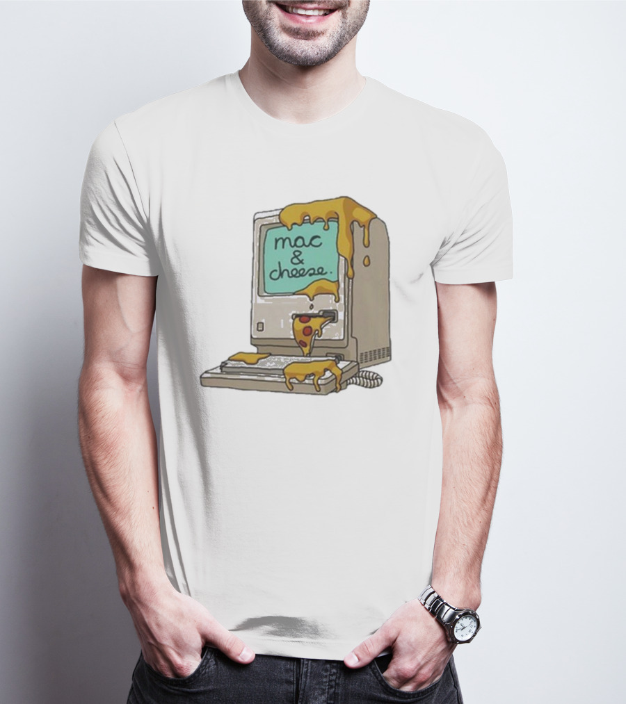 Mac And Cheese Melting Over Retro Computer T-Shirt
