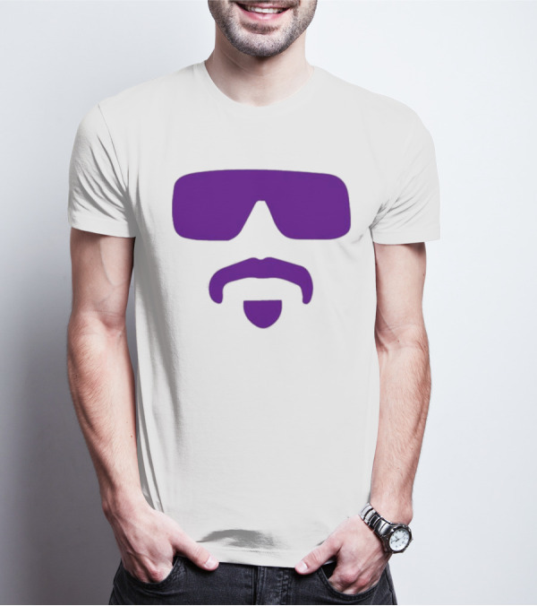 Gavin Guidry Wears Hayden Travinski Purple Sunglasses And Beard T-Shirt