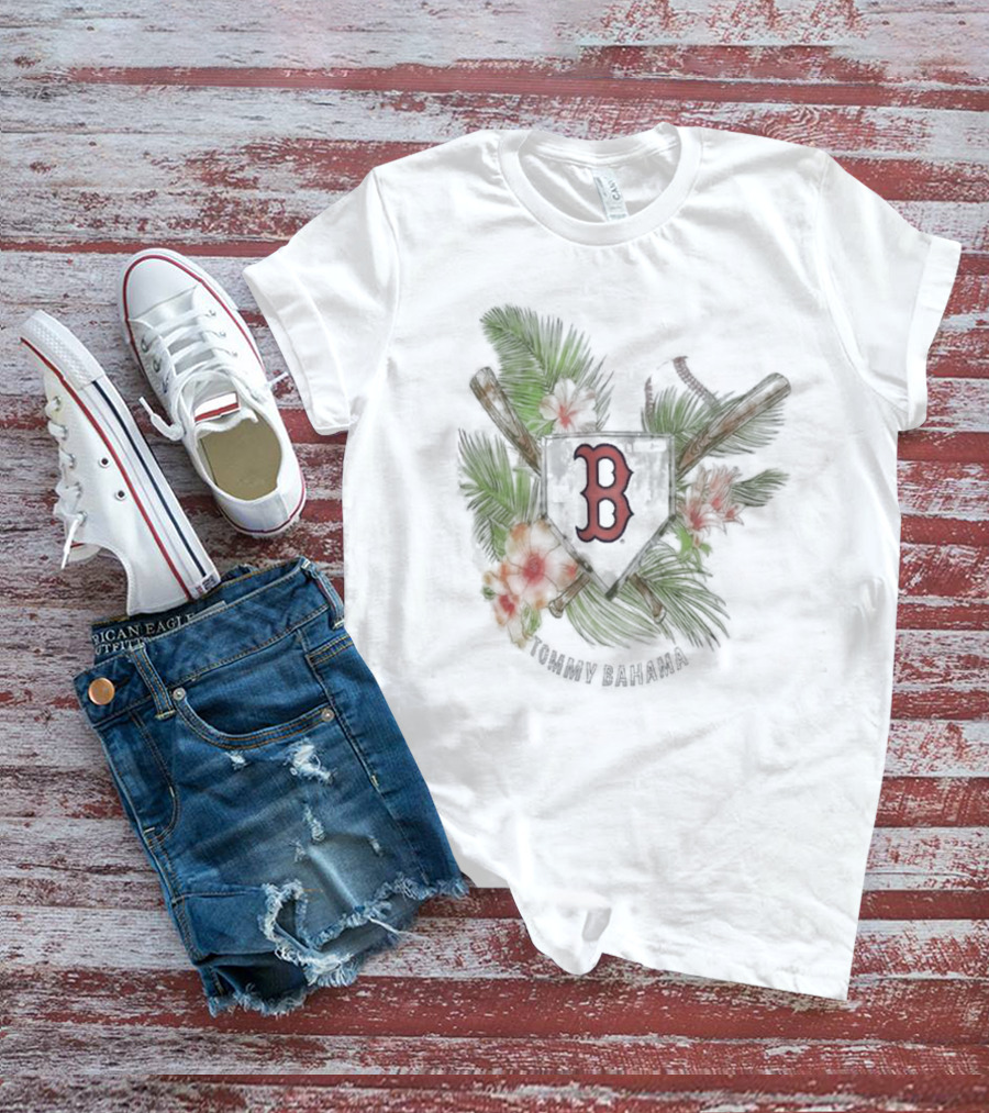 Boston Red Sox Tommy Bahama Island League Tropical Baseball Emblem T-Shirt
