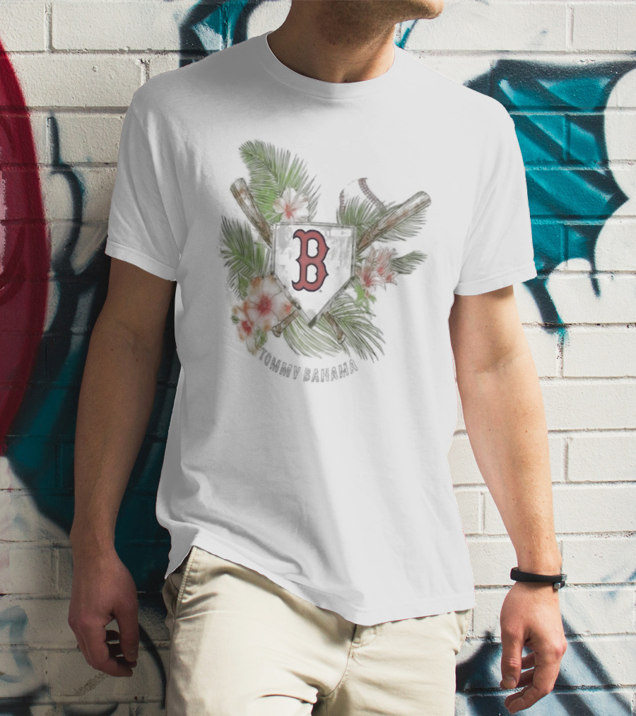Boston Red Sox Tommy Bahama Island League Tropical Baseball Emblem T-Shirt