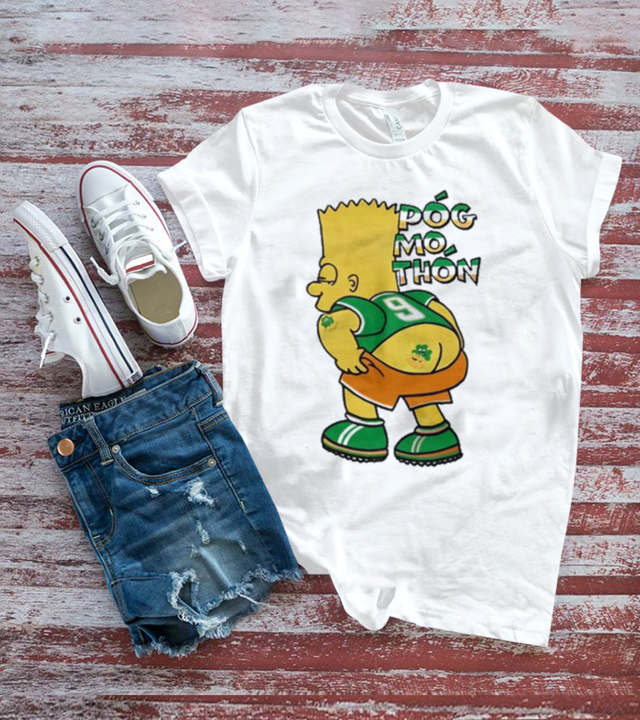 Póg Mo Thón Bart Irish Shamrock Tattoo Football Green Orange 9 T-Shirt