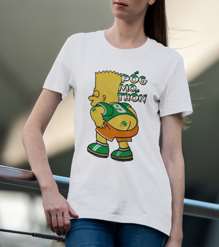 Póg Mo Thón Bart Irish Shamrock Tattoo Football Green Orange 9 T-Shirt
