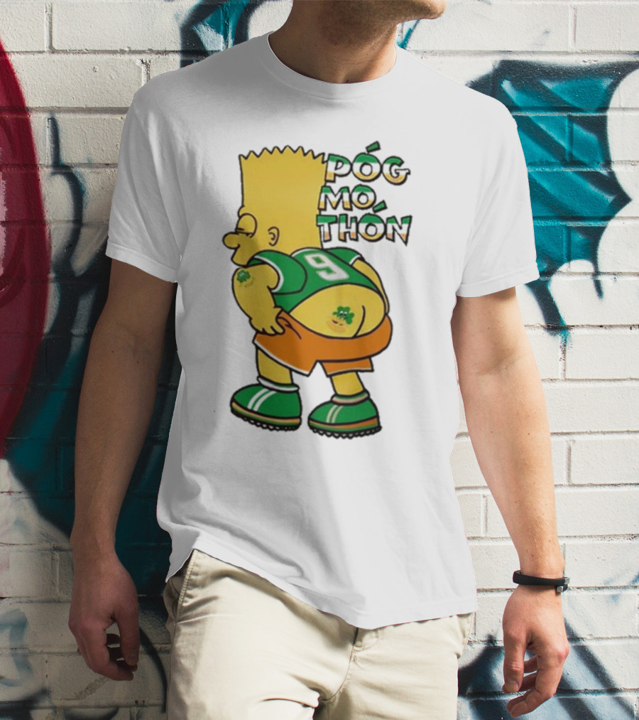 Póg Mo Thón Bart Irish Shamrock Tattoo Football Green Orange 9 T-Shirt