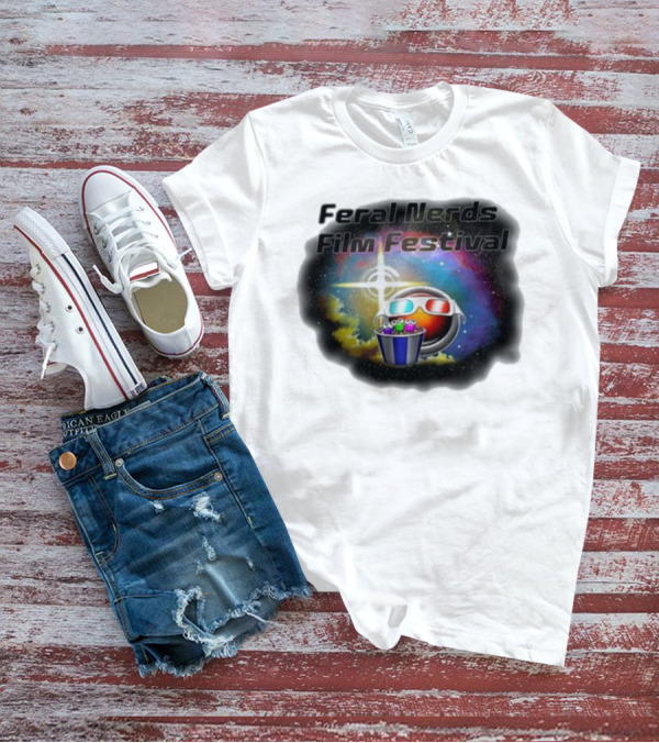 Feral Nerds Film Festival Cosmic 3D Glasses Popcorn Starburst T-Shirt