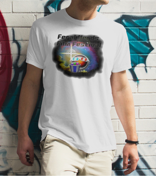 Feral Nerds Film Festival Cosmic 3D Glasses Popcorn Starburst T-Shirt