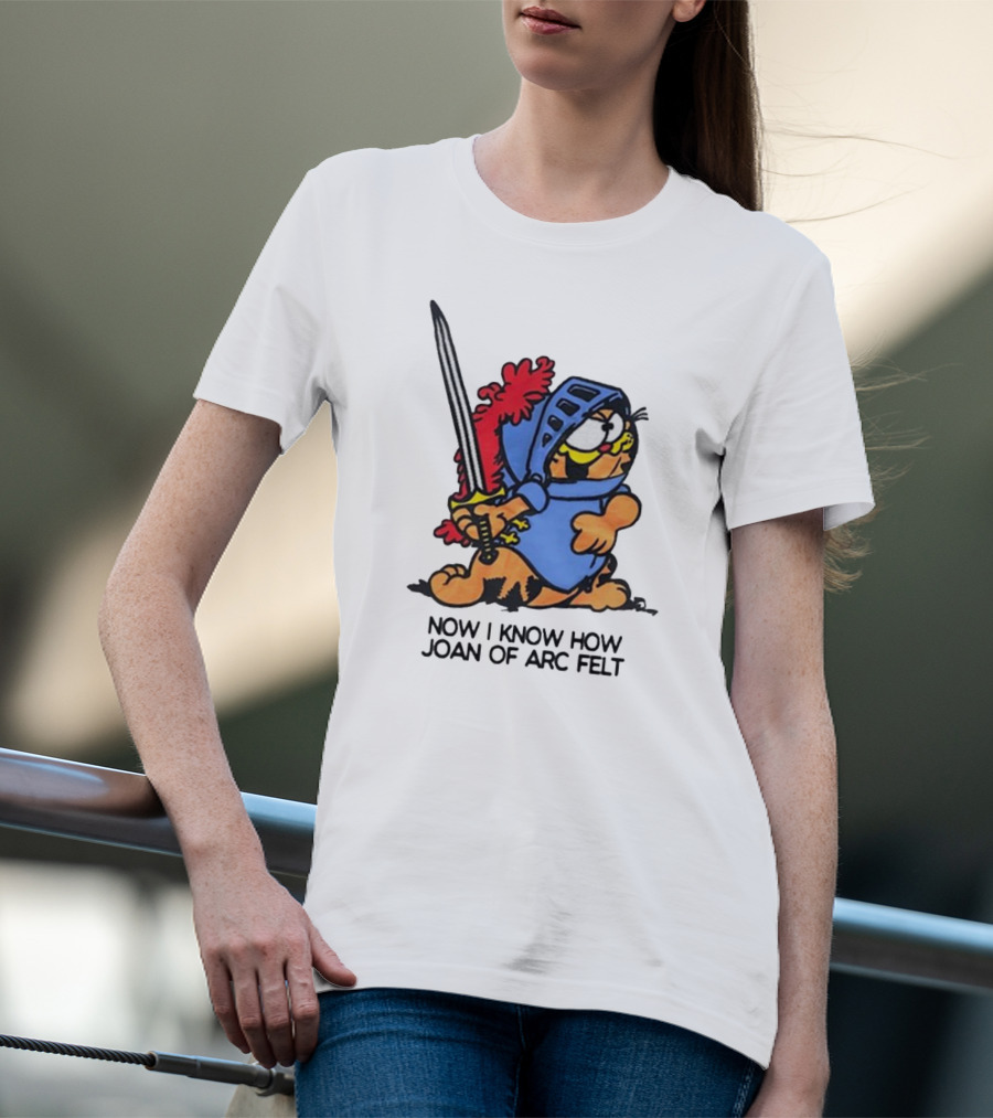 Garfield Dressed As Joan Of Arc With Sword Now I Know How Joan Of Arc Felt T-Shirt