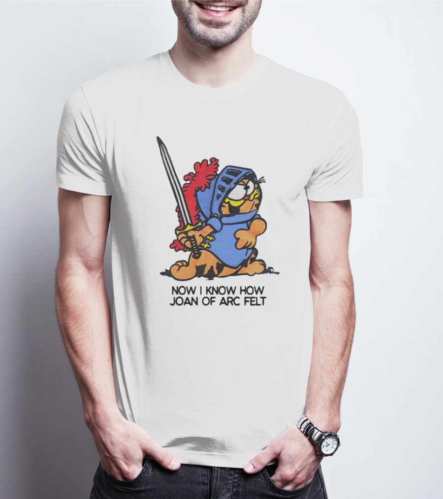 Garfield Dressed As Joan Of Arc With Sword Now I Know How Joan Of Arc Felt T-Shirt
