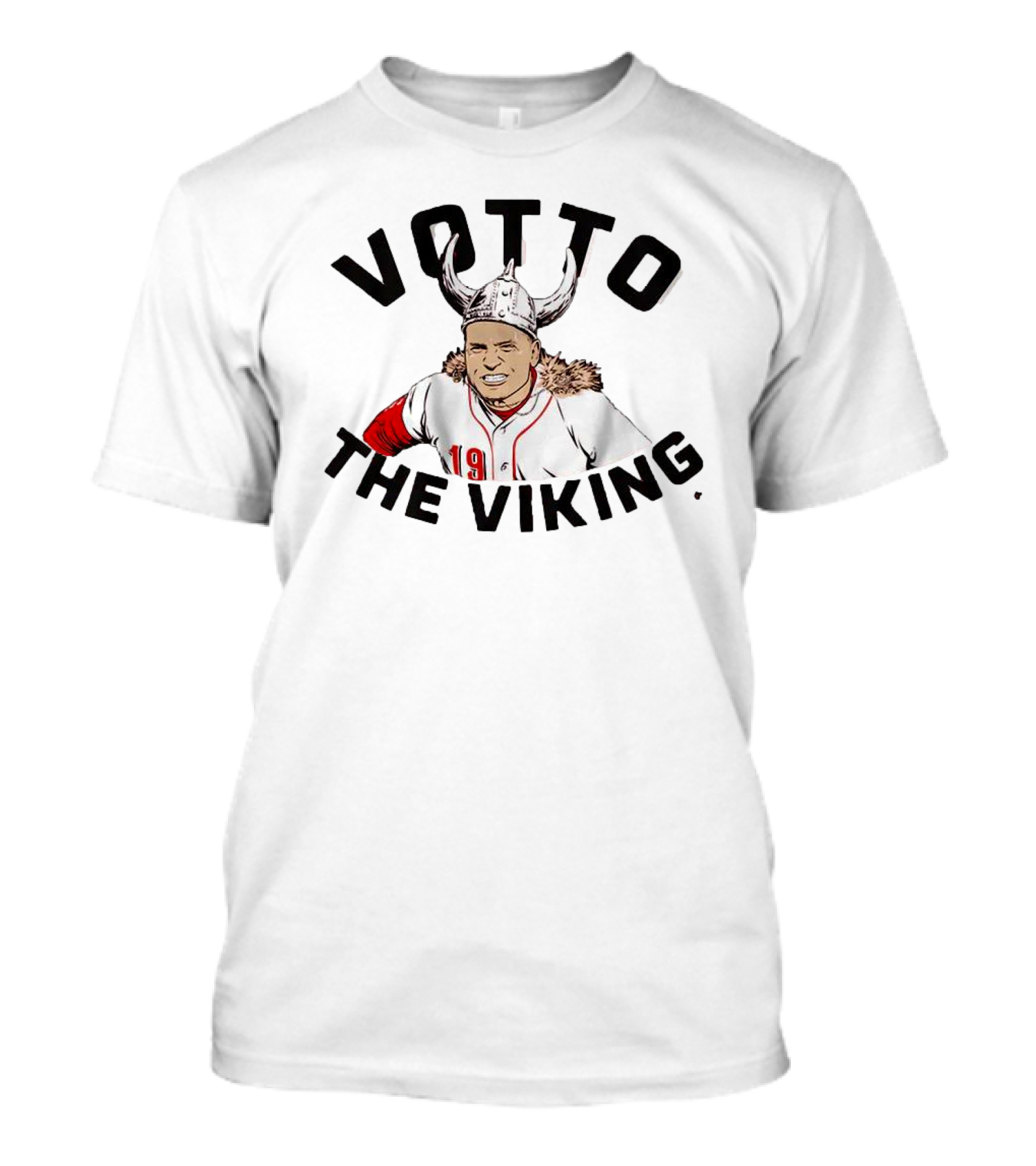 Votto The Viking Baseball Legend Number 19 Iconic Horned Helmet T-Shirt