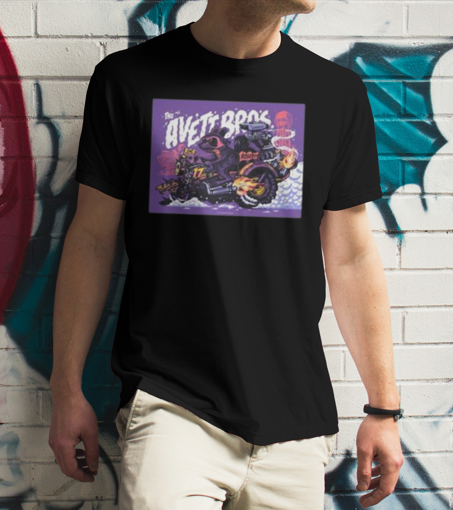 The Avett Bros Raccoon Motorcycle Racing 17 Rockets T-Shirt